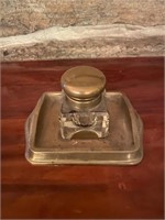 ANTIQUE INK WELL WITH UNDER TRAY-COMPLETE
