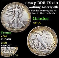 1946-p DDR FS-801 Walking Liberty 50c Grades vf++