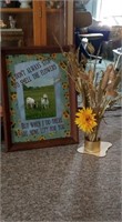 Goat home decor & catail bouquet (silent auction)