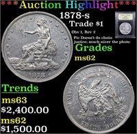 *Highlight* 1878-s Trade $1 Graded Select Unc