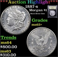 *Highlight* 1887-s Morgan $1 Graded Select+ Unc