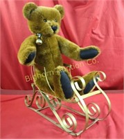 Boyds Jointed Bear in Metal Sleigh