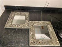 2 SILVER TONED ACCENT MIRRORS