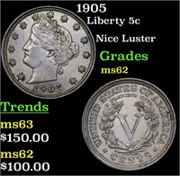 1905 Liberty 5c Grades Select Unc