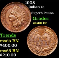 1908 Indian 1c Grades GEM+ Unc BN