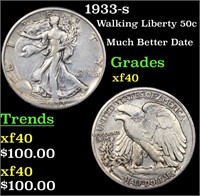 1933-s Walking Liberty 50c Grades xf