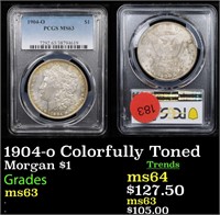 1904-o Colorfully Toned Morgan $1 Graded ms63