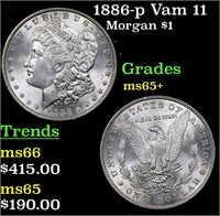 1886-p Vam 11 Morgan $1 Grades GEM+ Unc