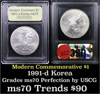 1991-d Korean War Modern Commem Dollar $1 Graded m