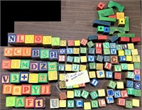 Huge lot 141 toy wooden blocks alphabet etc