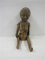H16" Hand Carved Wooden Jointed Doll, 16"