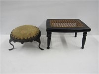 2 Foot Stools, Needlepoint with Metal Feed and