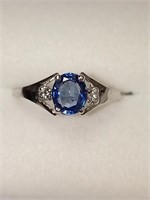 $700 10K  Ceylon Sapphire(0.85ct) Diamond(SI2-I1,
