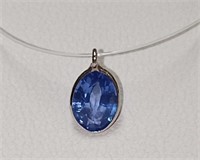 $300 10K  Floating Ceylon Sapphire(1.1ct) Necklace