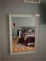 Wood white framed mirror 40" L x 28" W