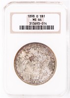 Coin 1898-O Morgan Silver Dollar - NGC / MS 64