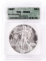 Coin 1987 United States Silver Eagle - ICG MS69