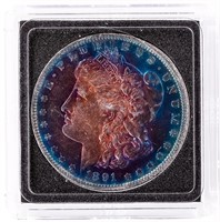Coin 1891-O Morgan Silver Dollar In Case - Rainbow