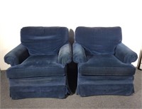(2) Medium Blue Cordouroy Side Chairs