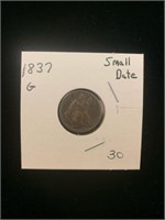 Seated Dime - 1837 (G) Small Date