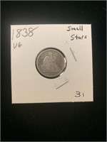 Seated Dime - 1838 with Small Stars (VG)