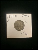 Buffalo Nickel - 1913-D (F) Type 1