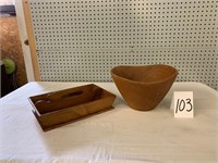 Wooden bowl + wooden tray