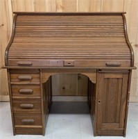 Antique Oak Roll Top Merchants Desk