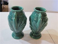 2 Matching Shawnee Double Handle Vases