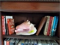 BOOKS AND CONCH SHELL