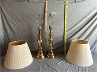 Pair of Brass Lamps with Lamp shades