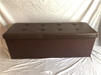 Rectangular Brown Faux Leather Storage Unit