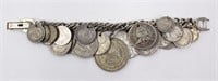 (29) Total Silver Coins On Silver Plate Bracelet