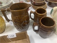 Pottery-Pitcher-2 Mugs
