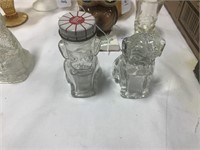 (2) Glass Dog Candy Containers- One with Lid
