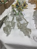 (2) Glass Donkey / Carts Candy Containers
