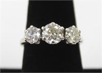 Ladies 14kt White Gold & Three Stone Diamond Ring