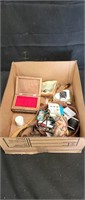 Box of sewing material, wooden jewelry box etc