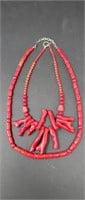 Pair of necklaces coral? approx 23" in length,