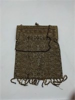 Antique 24k gold plated beaded purse