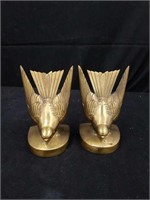 Pair of vintage metal bird book ends by PMC