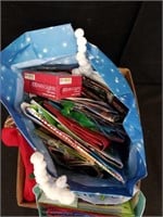 Box of gift bags, Christmas mini lights, etc.