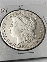 1881S Morgan silver dollar