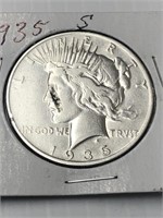 1935 S peace silver dollar