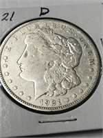 1921D Morgan silver dollar