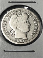 1907 barber silver dime