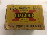 (12)+/- 16 Ga. 2 3/4" Shotshells In Vintage Box