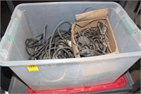Box of Extension Cords, Copper Wire, & Adapters