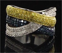 Genuine 1.25 ct Fancy Blue-Yellow Diamond Ring