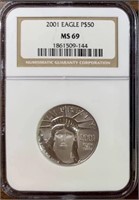 2001 MS69 Platinum $25 American Eagle
